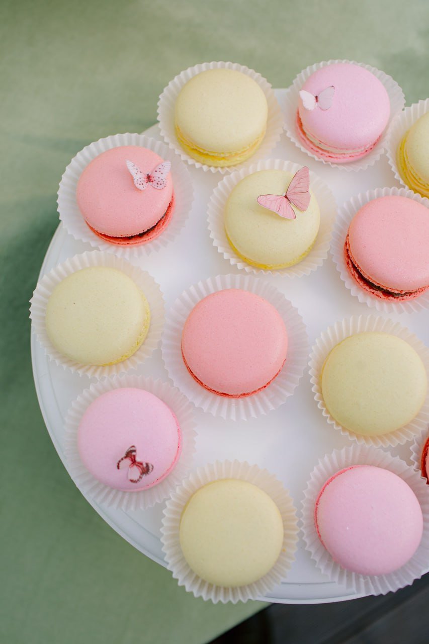 Macarons artizanale pastel cu fluturași